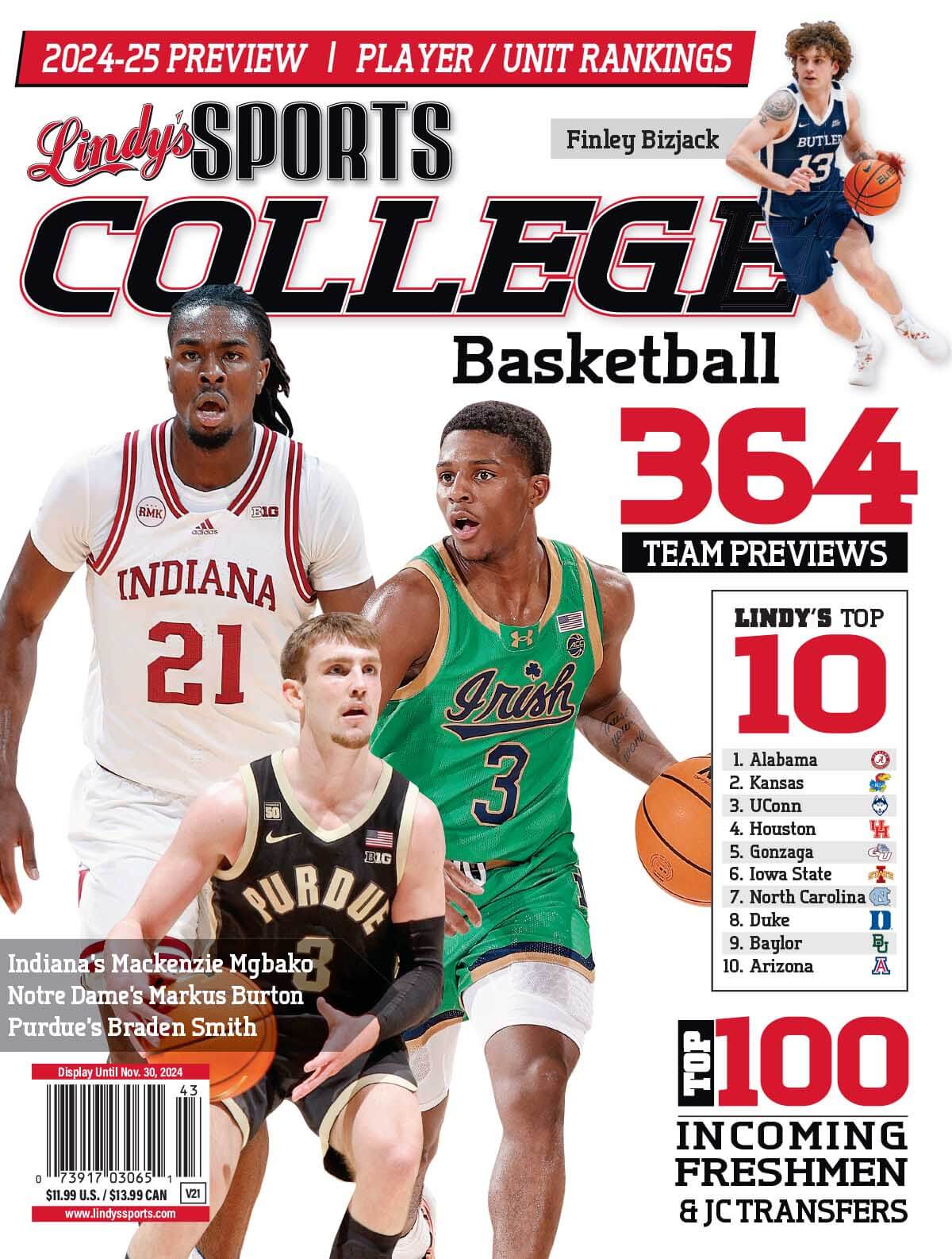 Lindy's Sports College 2024-25 Basketball Magazine Sports Magazines - CA Corrections Bookstore ND /IND /BUT /PUR