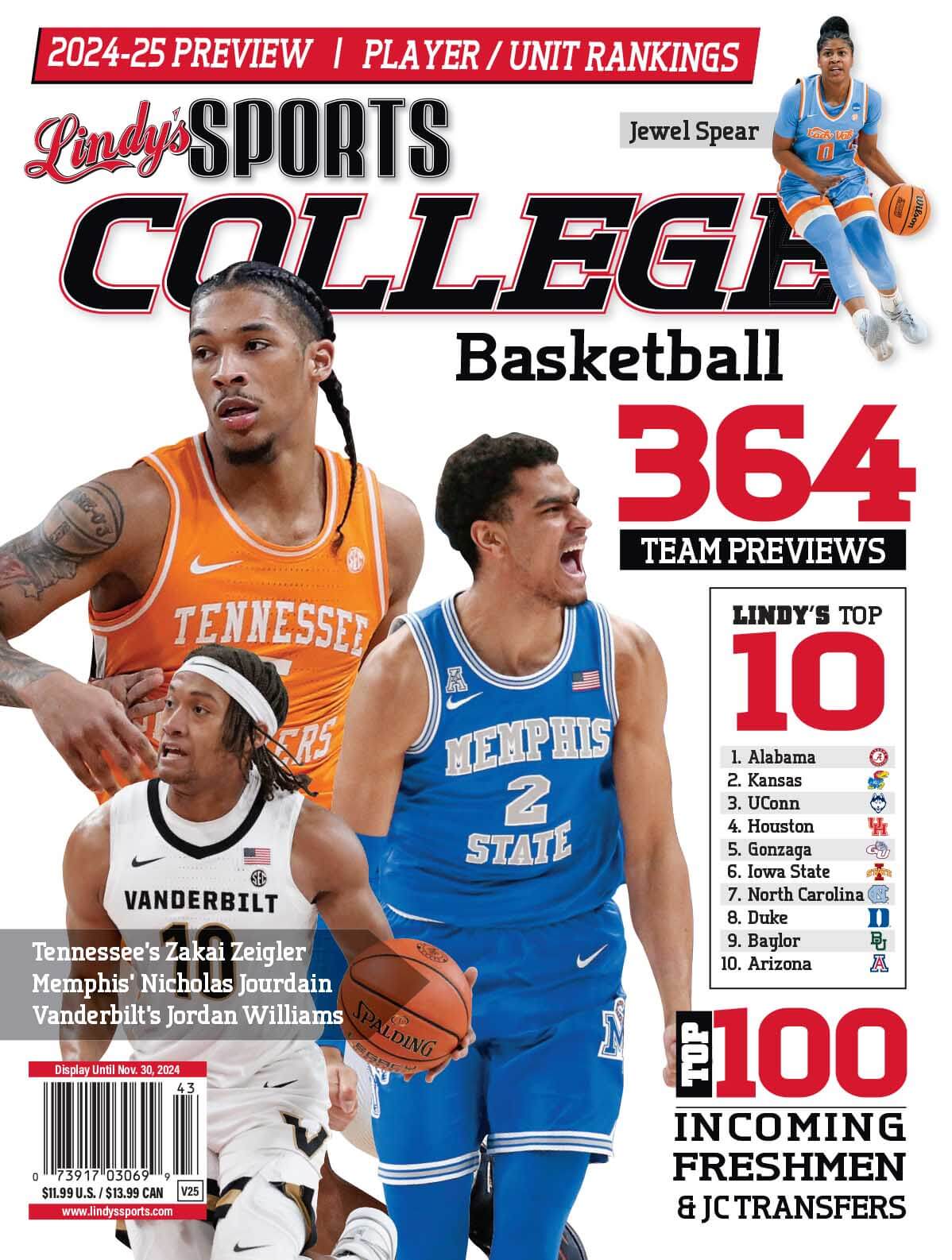 Lindy's Sports College 2024-25 Basketball Magazine Sports Magazines - CA Corrections Bookstore TENN /MEM /VANDY