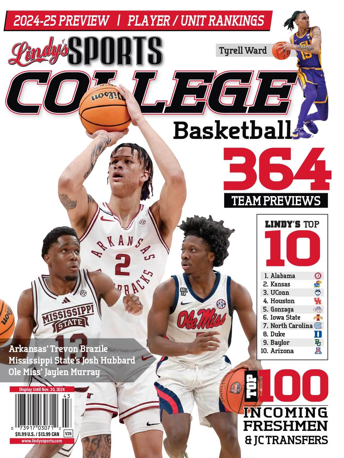 Lindy's Sports College 2024-25 Basketball Magazine Sports Magazines - CA Corrections Bookstore ARK/ MISS STATE