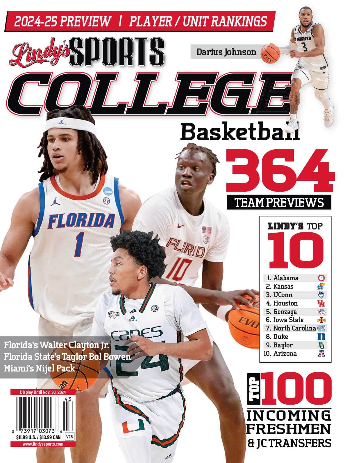 Lindy's Sports College 2024-25 Basketball Magazine Sports Magazines - CA Corrections Bookstore FL /MIA /FSU /UCF