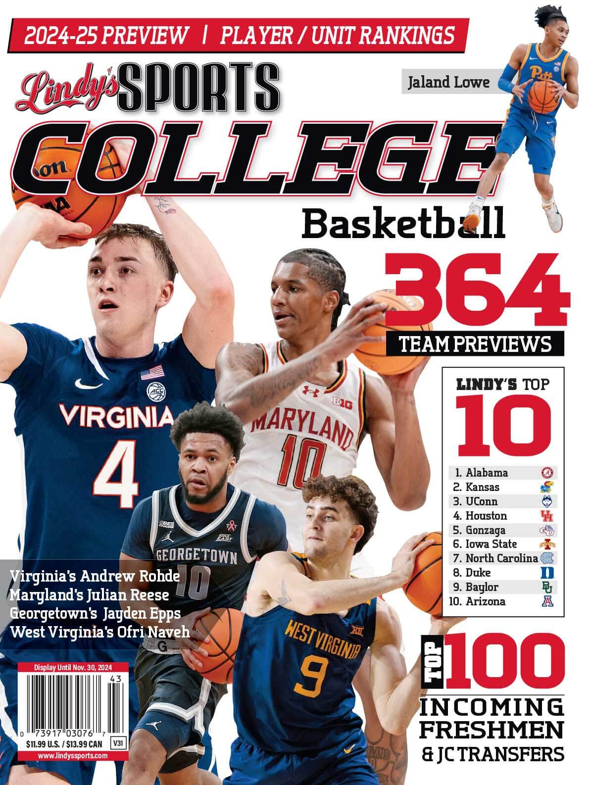 Lindy's Sports College 2024-25 Basketball Magazine Sports Magazines - CA Corrections Bookstore MD /VIR /PIT /VCU