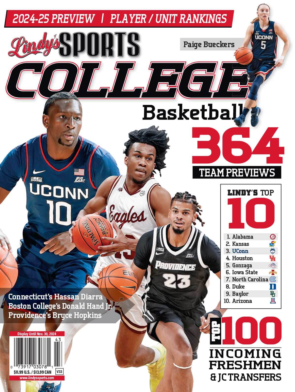 Lindy's Sports College 2024-25 Basketball Magazine Sports Magazines - CA Corrections Bookstore UCON /BC /HARVARD