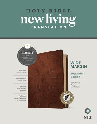 NLT Wide Margin Bible, Filament Enabled Edition (Red Letter, Leatherlike, Dark Brown Palm, Indexed) Bible Tyndale House Publishers