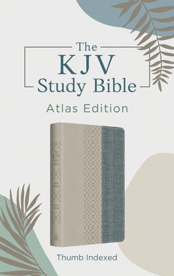 The KJV Study Bible: Atlas Edition, Thumb Indexed [Taupe & Denim Crosshatch] Bible Barbour Publishing