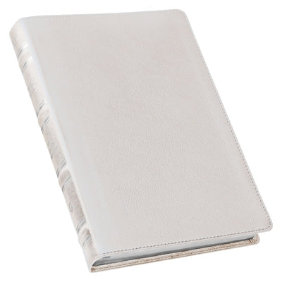 KJV Holy Bible, Giant Print Full-Size Premium Full Grain Leather Red Letter Edition - Thumb Index & Ribbon Marker, King James Version, White Bible Christian Art Publishers