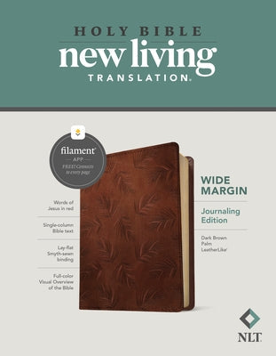 NLT Wide Margin Bible, Filament Enabled Edition (Red Letter, Leatherlike, Dark Brown Palm) Bible Tyndale House Publishers