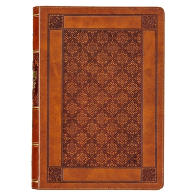 KJV Holy Bible, Giant Print Full-Size Faux Leather Red Letter Edition - Thumb Index & Ribbon Marker, King James Version, Brown Diamond Bible Christian Art Publishers