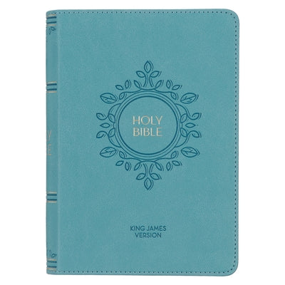 KJV Holy Bible, Compact Large Print Faux Leather Red Letter Edition - Ribbon Marker, King James Version, Teal Bible Christian Art Publishers