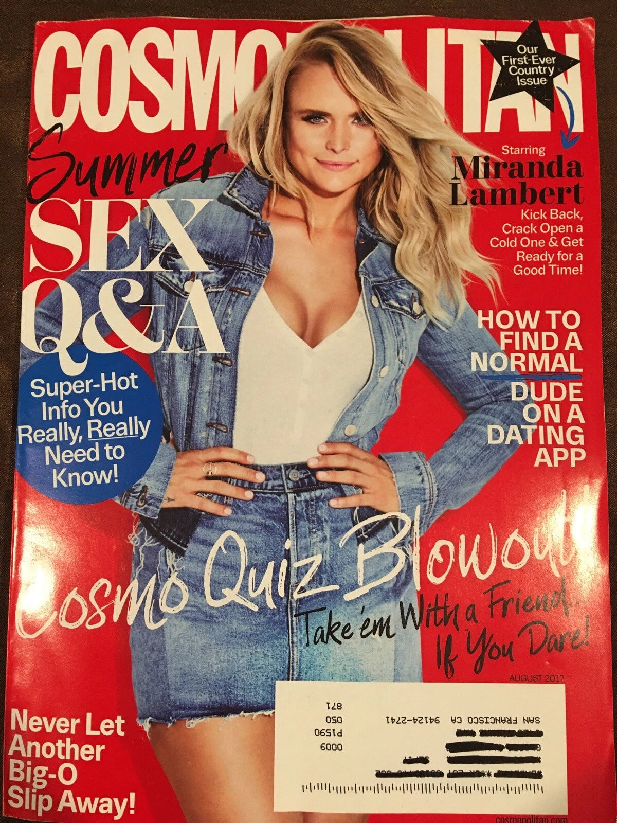 COSMOPOLITAN MAGAZINE AUGUST 2017 MIRANDA LAMBERT -1ST COUNTRY ISSUE NEW&UNREAD